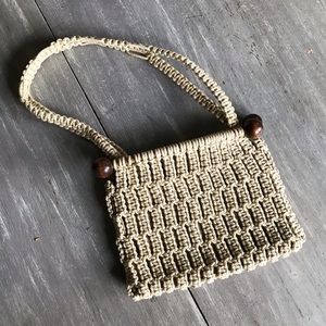 Vintage woven wood handbag